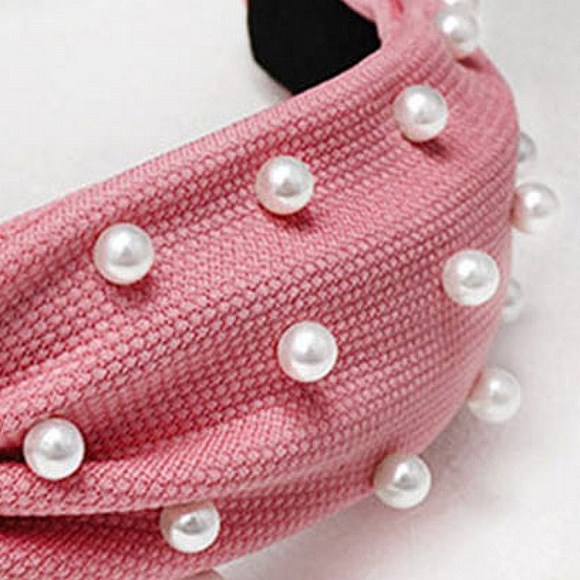 Pink Pearl Knot Headband Hair Bling Sparkle Jewel Statement Accessory - Picture 4 of 6
